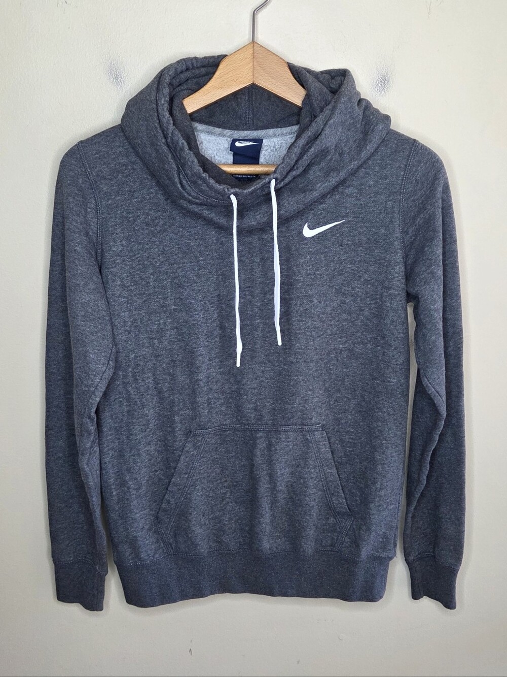 Nike Gray Funnelneck Pullover Hoodie Sweatshirt Size Small Sporty Casual Gym